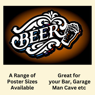 BEER - Vitt på Brown Poster