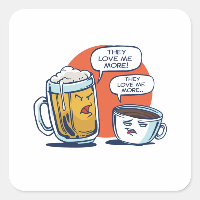 Beer Vs-kaffe Fyrkantigt Klistermärke (Framsida)