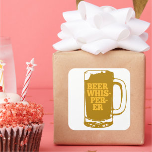 Beer Whisperer Mugg Fyrkantigt Klistermärke