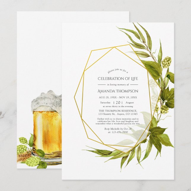 Beer Willow Geometric Firande of Life Inbjudningar (Fram/baksida)