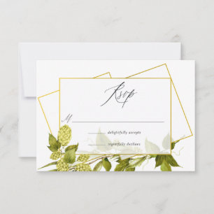 Beer Willow Greenery och Guld Geometric Bröllop OSA Kort