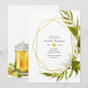 Beer Willow Grönt och Guld Geometric Möhippa Inbjudningar