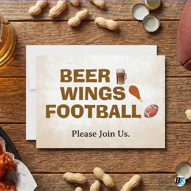 Beer Wings Football Rustic Game Day Party Inbjudningar (Skapare uppladdad)