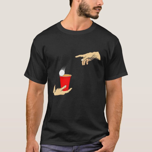 Beerpong Creation of Adam Michelangelos Händer T Shirt (Framsida)