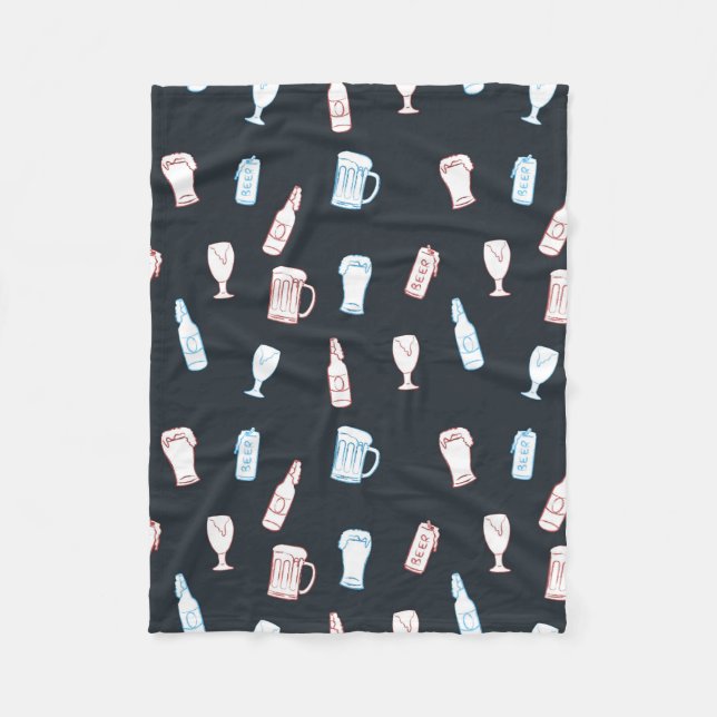 Beers Rustic Hand Drawn Whimsical Beer Man Cave Fleecefilt (Framsidan)