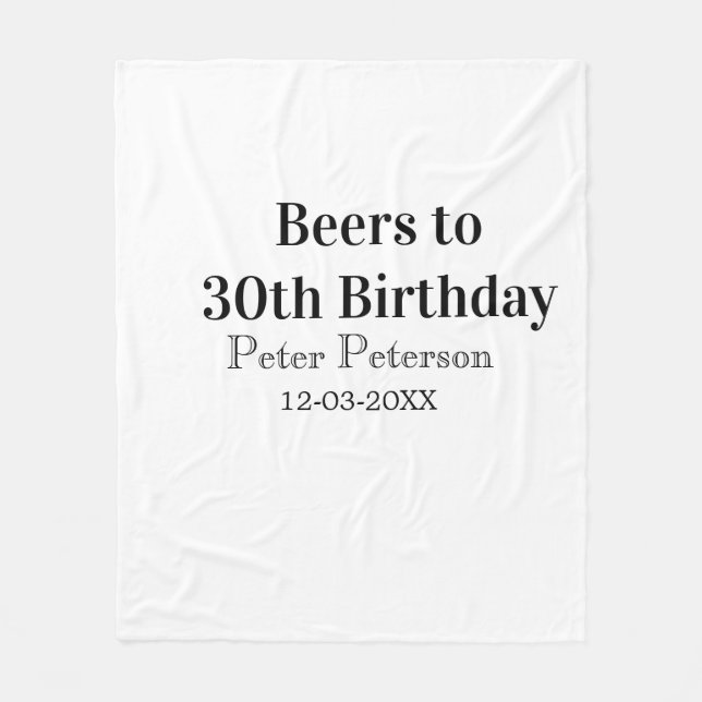 Beers to 30th birthday name date man stylishSimple Fleecefilt (Framsidan)