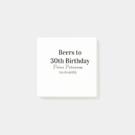 Beers to 30th birthday name date man stylishSimple Post-it Block