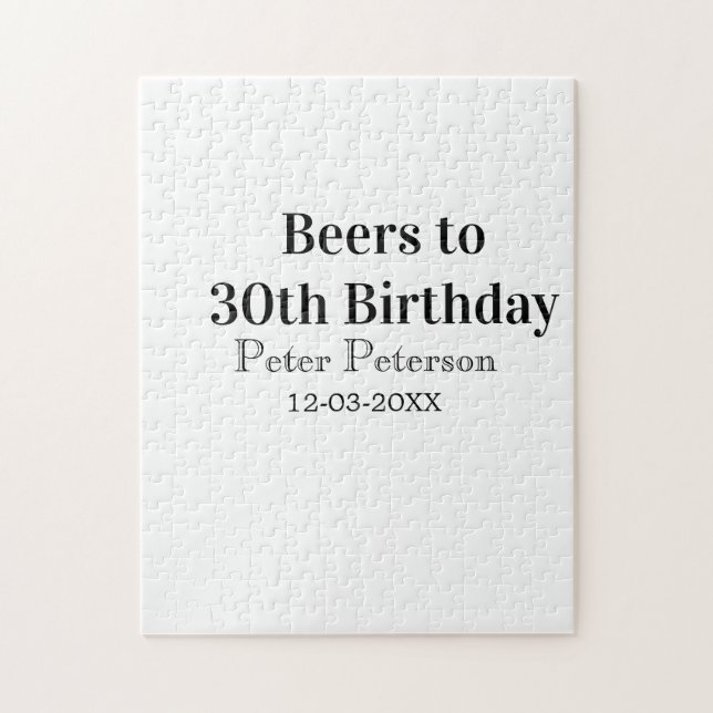 Beers to 30th birthday name date man stylishSimple Pussel (Vertikal)