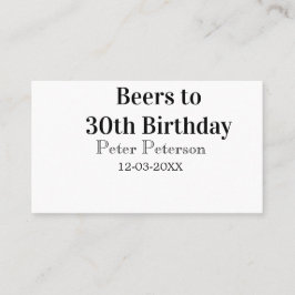 Beers to 30th birthday name date man stylishSimple Visitkort
