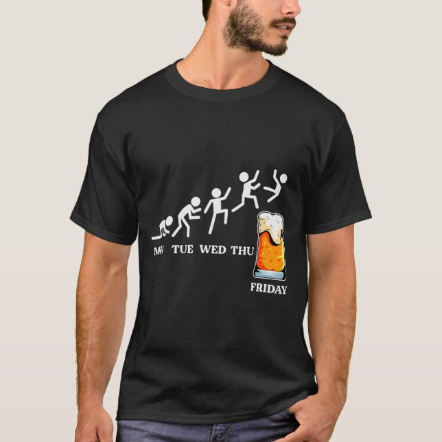 Beervolution Öl Evolution Vecka Fredag Roligt  T Shirt (Framsida)