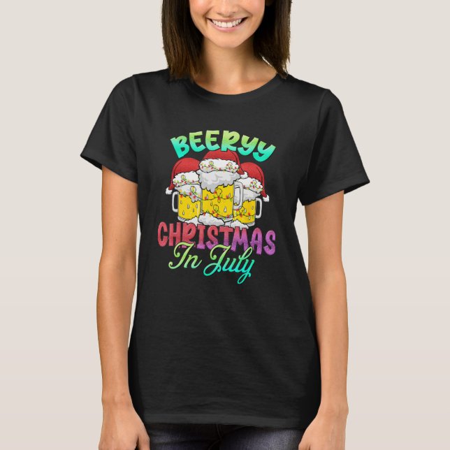 Beery Christmas In July Summer Beach Vacation T Shirt (Framsida)