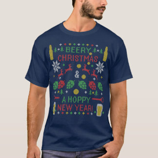 Beery jul Hoppy New Year Ugly Sweater Digita T Shirt