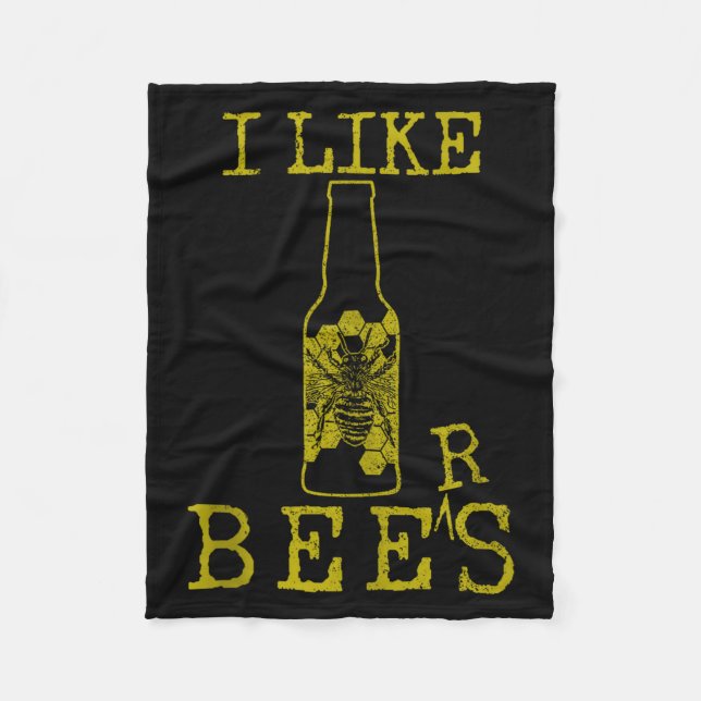 Bees &amp; Beer - Funny Quote Beekeeng Beekeeper G Fleecefilt (Framsidan)