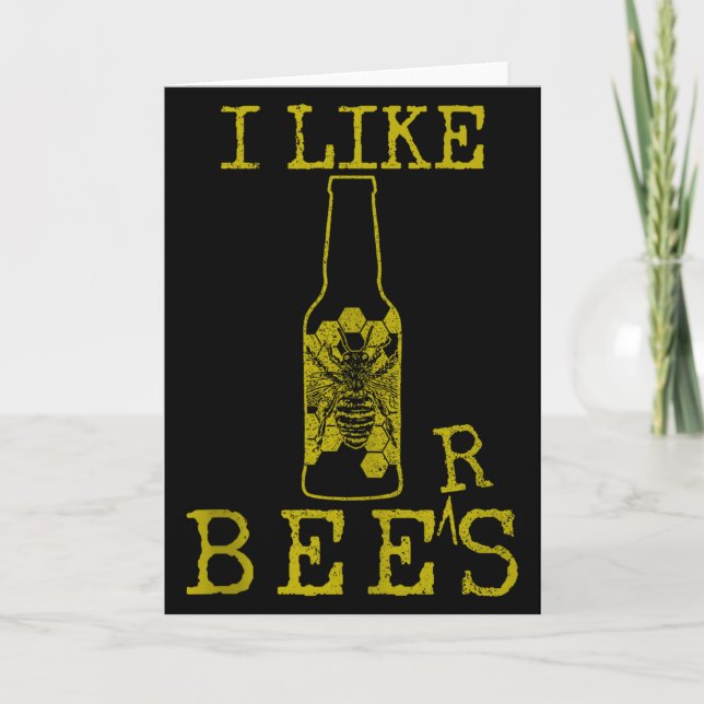 Bees &amp; Beer - Funny Quote Beekeeng Beekeeper G Kort (Framsida)