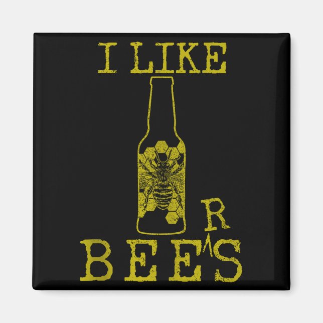 Bees &amp; Beer - Funny Quote Beekeeng Beekeeper G Magnet (Framsidan)