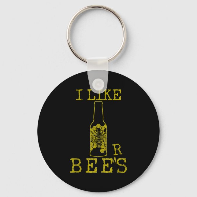 Bees &amp; Beer - Funny Quote Beekeeng Beekeeper G Nyckelring (Framsida)