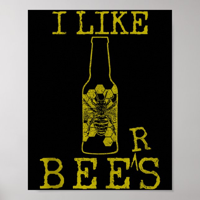 Bees &amp; Beer - Funny Quote Beekeeng Beekeeper G Poster (Framsidan)