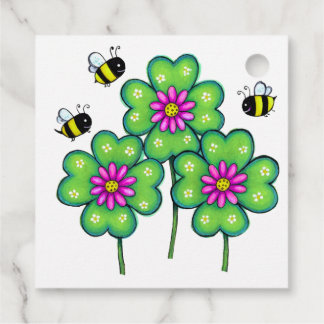 Bees and Bright Flowers Favor Tags Gåvor Etiketter