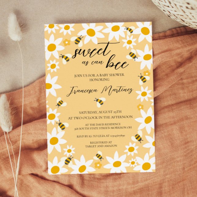 Bees and Daisies Baby Shower Invitation Inbjudningar (Skapare uppladdad)