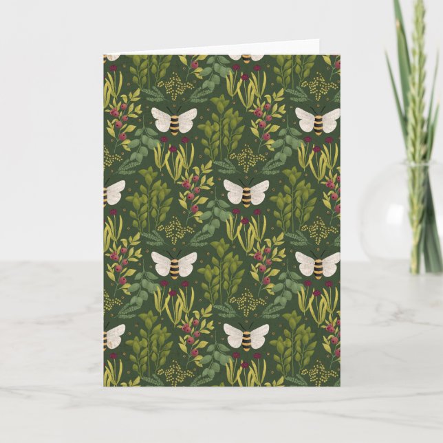 Bees and Foliage Greeting Card Kort (Framsida)