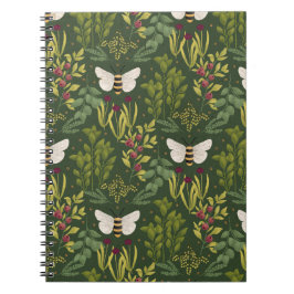 Bees and Foliage Spiral Notebook Anteckningsbok