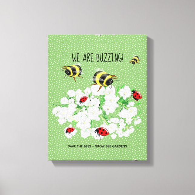 BEES and LadyBugs - Art by LeahG Spara The Bees Canvastryck (Framsida)