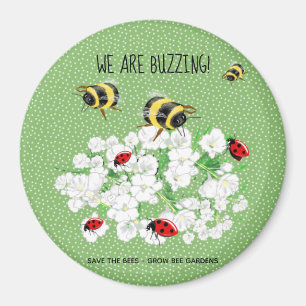 BEES and LadyBugs - Art by LeahG Spara The Bees Magnet