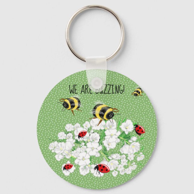 BEES and LadyBugs - Art by LeahG Spara The Bees Nyckelring (Framsida)