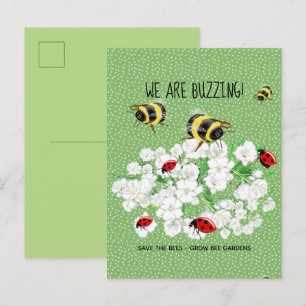 BEES and LadyBugs - Art by LeahG Spara The Bees Vykort