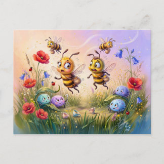 Bees avoiding spiderwebs while searching meadow po vykort