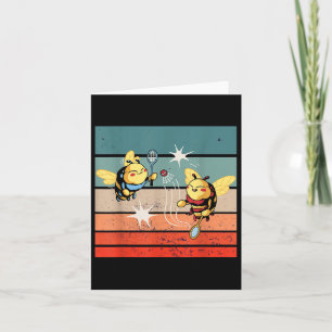 Bees Badminton Dynamic Cartoonish Artwork Funny Pl Kort