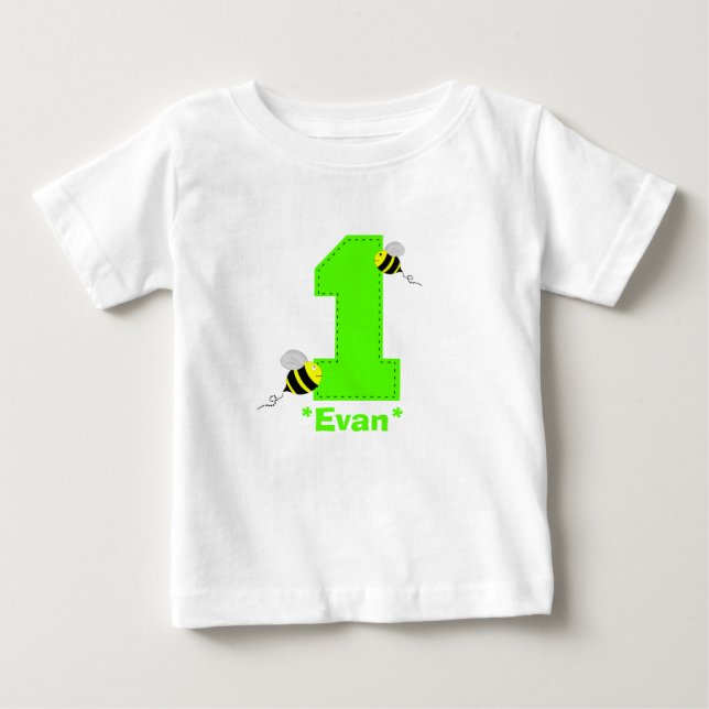 Bees First Birthday Boy Shirt T-shirt (Framsida)