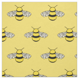Bees Gult Patterned Tyg
