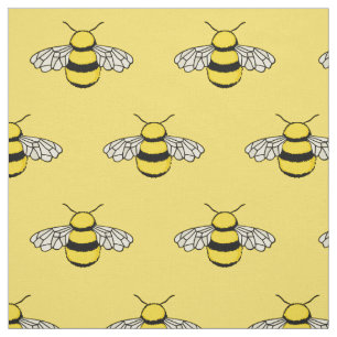 Bees Gult Patterned Tyg