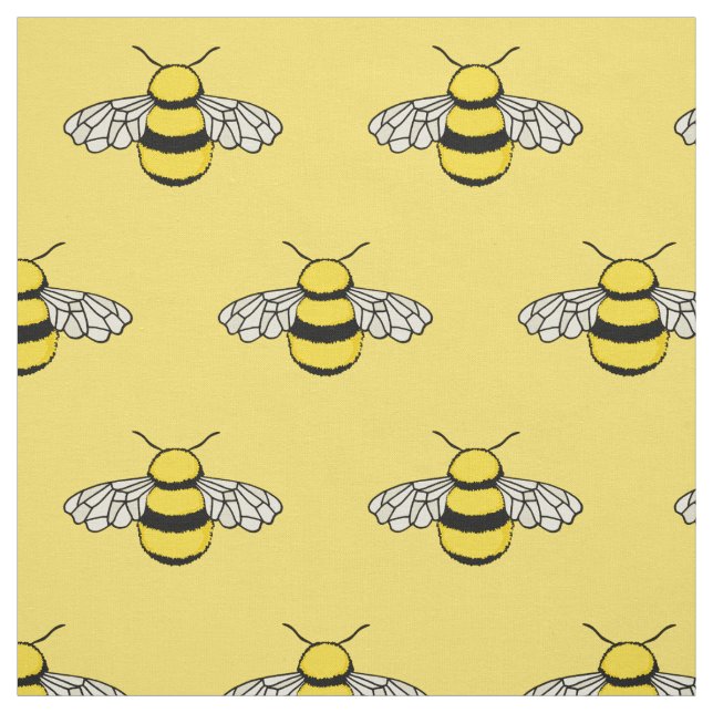 Bees Gult Patterned Tyg (Provkarta)