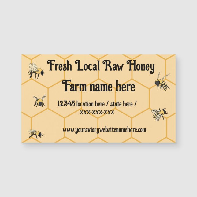 Bees Honeycomb Bee Farm Bussiness Magnet Card (Framsida)