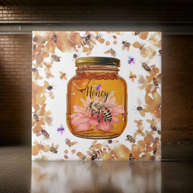 Bees Honung Burk personalize | Keramiska plattor Kakelplatta (Skapare uppladdad)