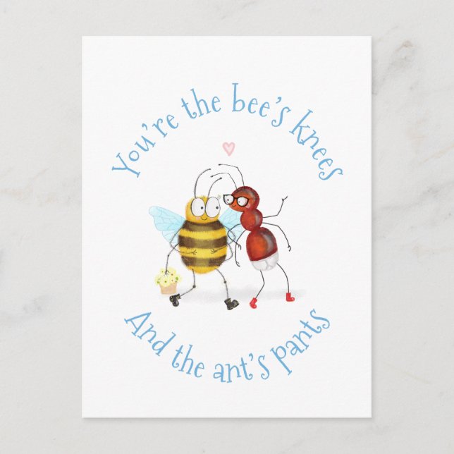 Bee's knees and ant's pants postcard vykort (Framsida)