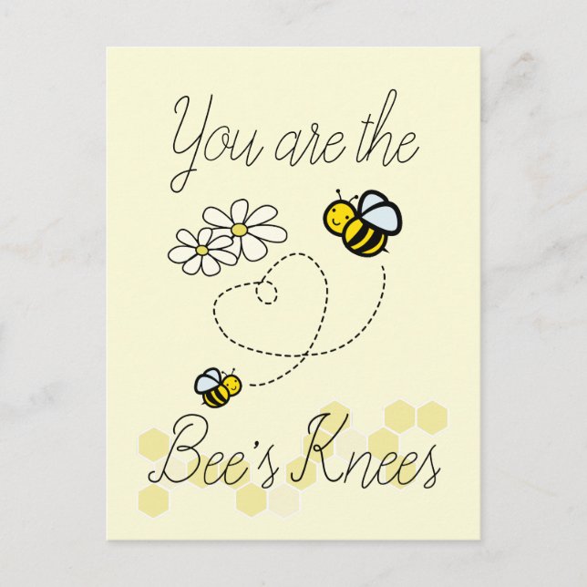 Bees Knees Cute Humla Valentines vykort (Framsida)
