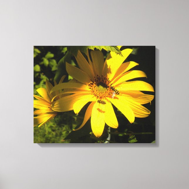 Bees N Sunblommor Wrapped Canvas (Framsida)