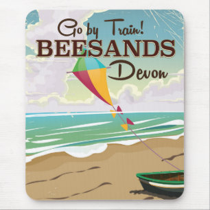Beesands Beach Devon vintage resemålning affisch Musmatta