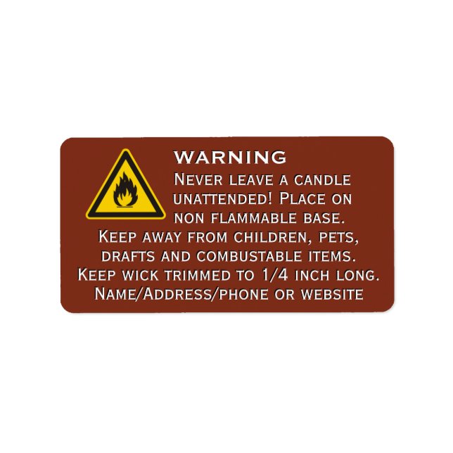 Beeswax Candle Red Warning Label Adressetikett (Framsidan)