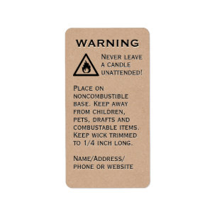 Beeswax Candle Warning Kraft Papper Lodrät Etikett Adressetikett
