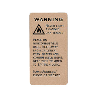 Beeswax Candle Warning Kraft Papper Lodrät Etikett Adressetikett