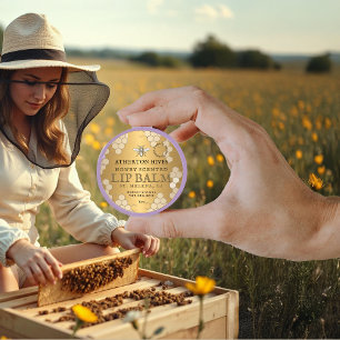 Beeswax Lip Balm Guld Honeycomb Heraldic Bee Runt Klistermärke