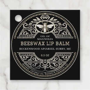 Beeswax Lip Balm Heraldic Bee Product Märkre Black Gåvor Etiketter