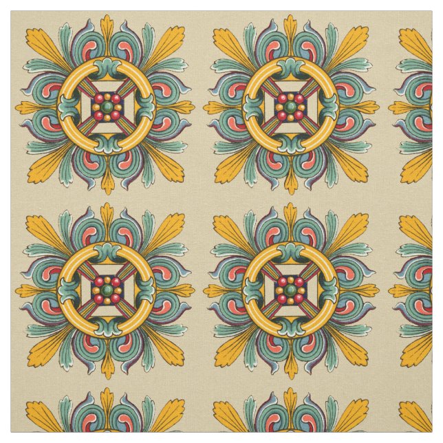Beeswax Victorian Tile Design Tyg (Provkarta)