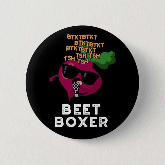 Beet Boxer Funny Beatbox Veggie Pun Mörk BG Knapp (Framsida)
