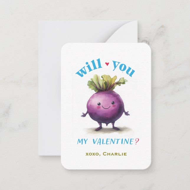 Beet min Valentine Kids Classroom Valentine Note Anteckningskort (Framsida)