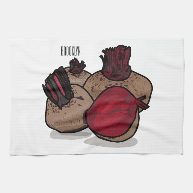 Beet-tecknad illustration kökshandduk (Horisontell)